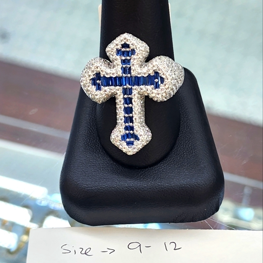 925 Silver Cross Ring Bugget and round cubic zirconia - Picture 9 of 9